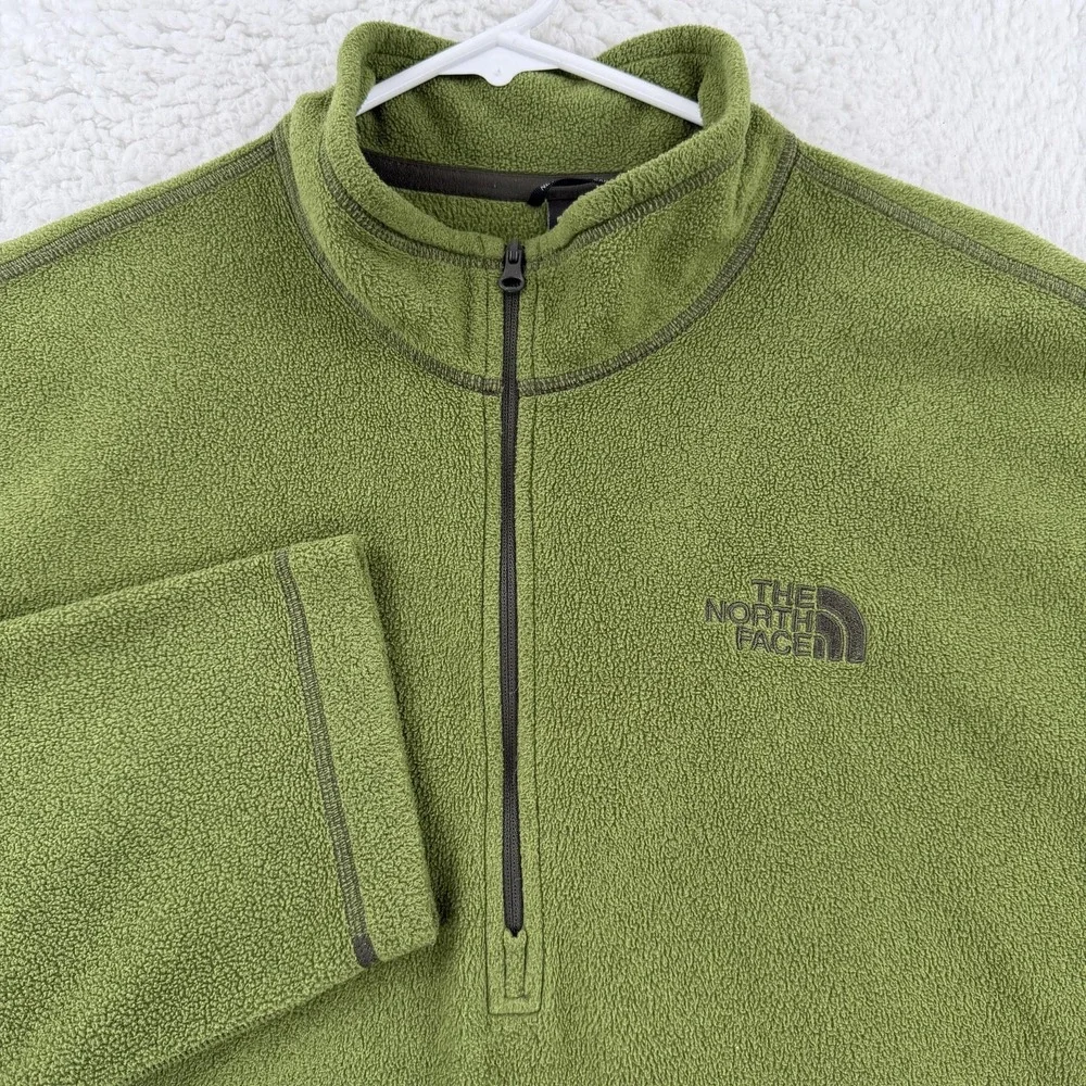 The North Face Pullover Mens XL Green 1/4 Zip Fleece Hiking Long Sleeve Top